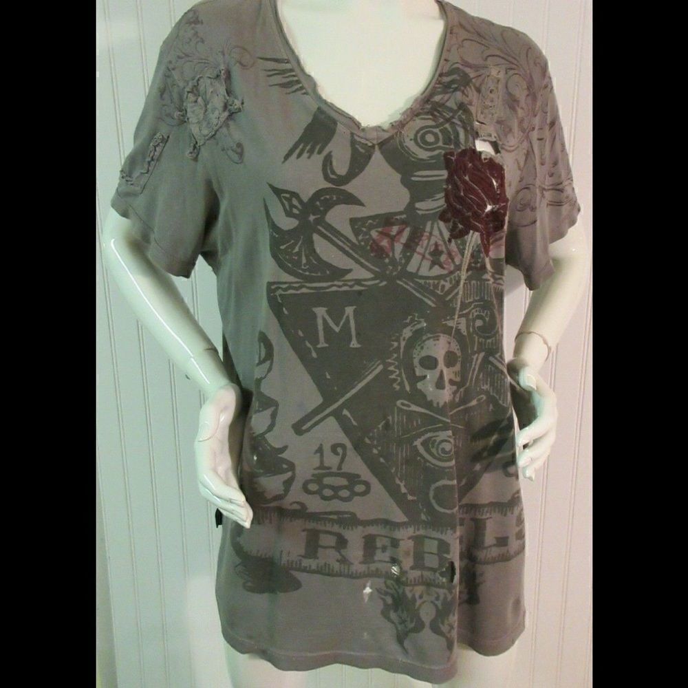 Marc Ecko Cut & Sew tee shirt gray sz Med